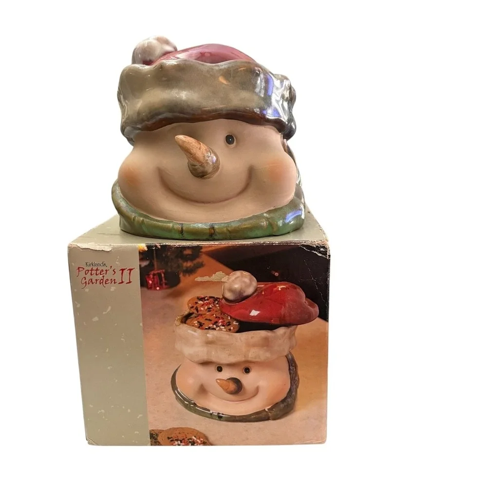 Kirkland's Potter's Garden II Ceramic Snowman‎ Head Cookie Jar